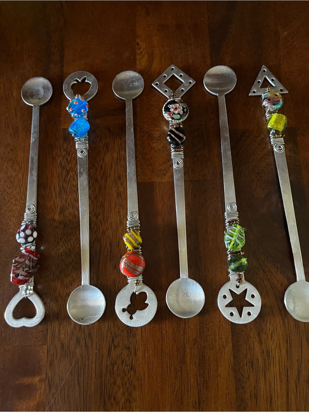 Crate&Barrel Multicolored Beaded Cocktail Spoons